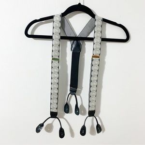 VTG CAS Germany Liberty Silver Dollars Ribbon Elastic Leather Braces Suspenders